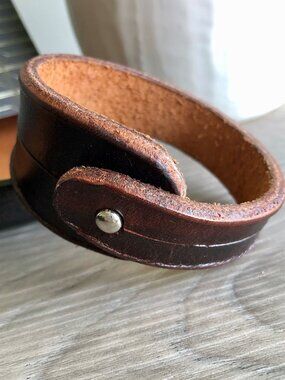 MishaGirl Dark Brown Genuine Leather Bracelet for Men, Handmade